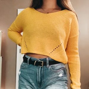 yellow knit sweater